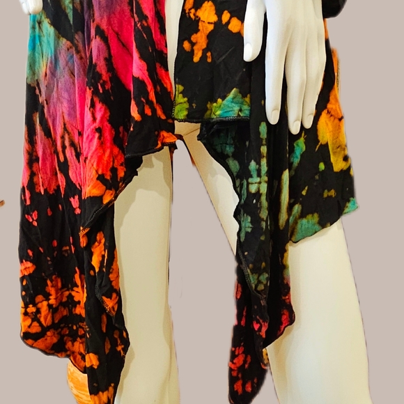 TIE DYE Black Rayon Stretch L/S Cardigan OS NEW - Picture 2 of 7